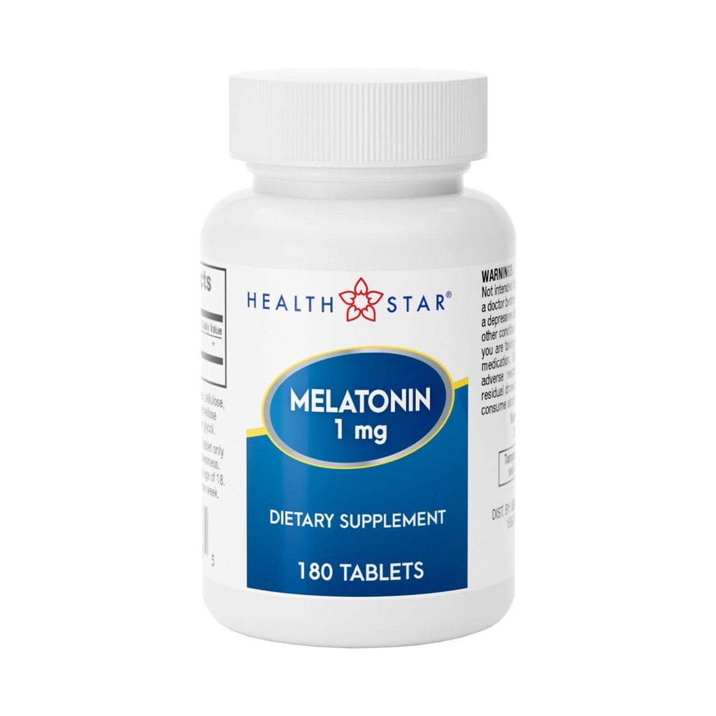 GeriCare Melatonin 1 mg Supplement Sleep Supplement, Delikatna Nighttime Sleep Assistance, Non-Habit Forming, Pomaga promować relaks & Resteful Sen, Odzysk Jet Lag i Lepszy Nocny odpoczynek, 180 Tabletki