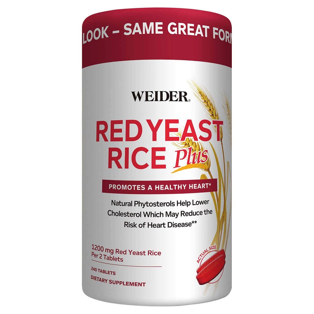 Weider Red Yeast Rice Plus 2 - Opakowanie z fitosterolami 1200 mg w 2 tabletkach (240 tabletek X 2)