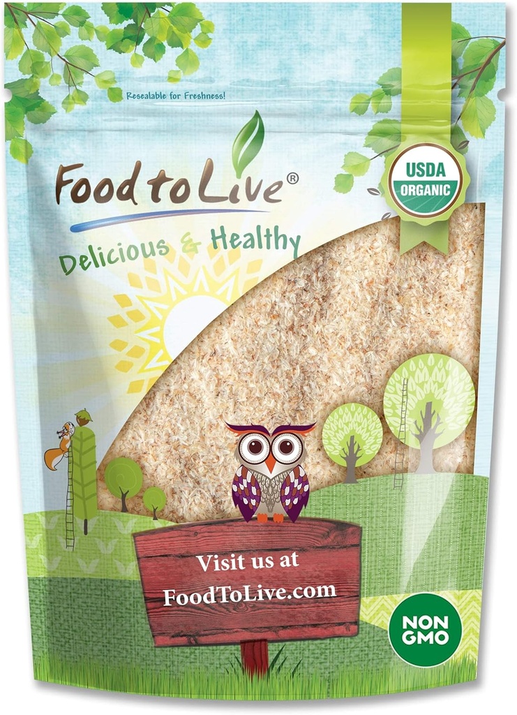 Żywność do życia - Organic Whole Pyllium Husks, 1 funt - Non-GMO Płatki, Wegan, Niesłodzony, Unflavored, Bogaty w Fiber Dietetyczny, Natural Food Tickener, Doskonały do pieczenia