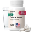 Odżywione naturalne - Calm + Sleep Kapsułki do głębokiego odpoczynku & Relaxation z Ashwagandha, Rumianek, Tart Cherry Extract, Passionflower, L- theanine, & Magnez - 60 Kapsułki