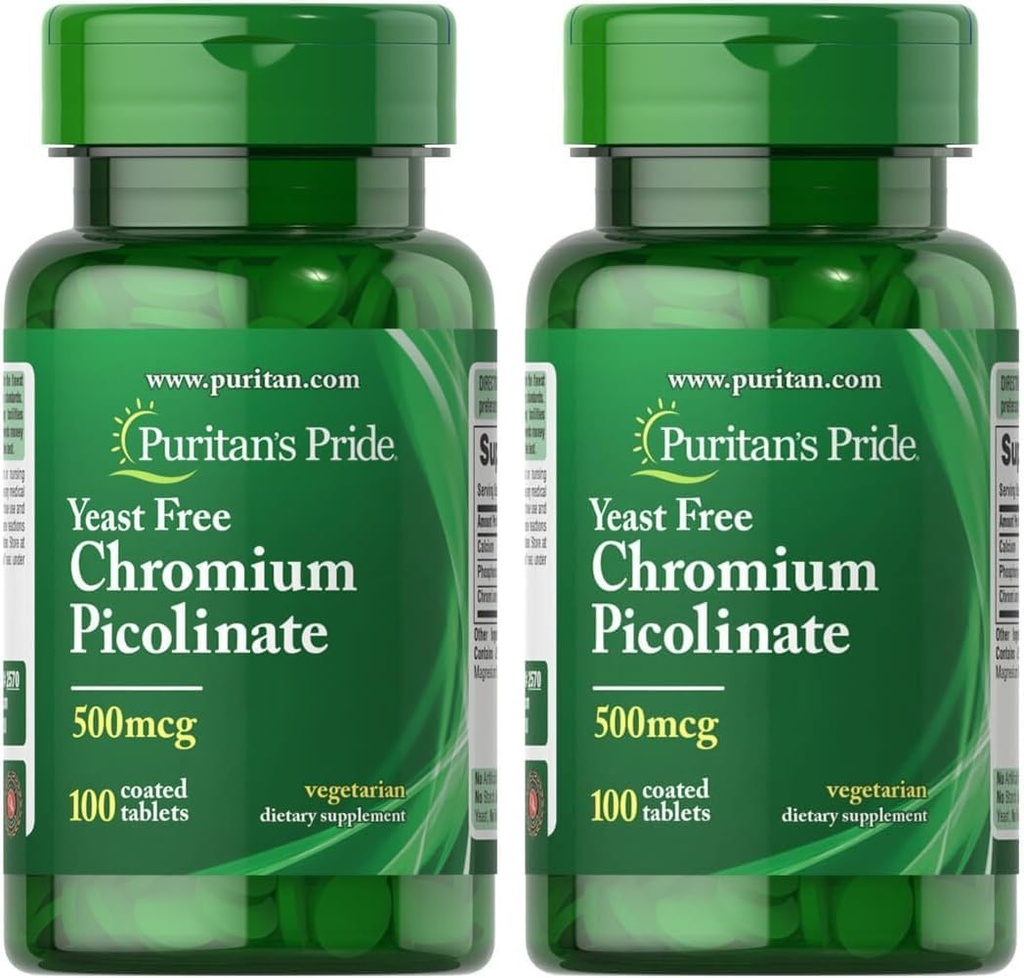 Pikolinat chromowy purytański 500 Mcg Yeast Free, 100 sztuk (opakowanie 2 sztuk)