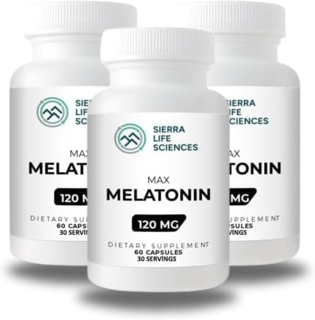 120 mg duża dawka Melatonina Max w Kapsułki Easy- to- Połknięcie - 30 Podawanie (opakowanie po 3)