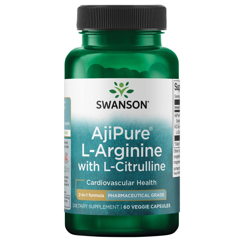 Swanson Amino Acid Ajipure L- Arginina z L- Citrulline 60 Kapsułki Veg