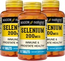 MASON NATURAL Selenium 200 µg - Suplement przeciwutleniający dla immunologicznego wsparcia i zdrowia prostaty, Ślad zasadniczy Mineral, 60 tabletek (opakowanie po 3)