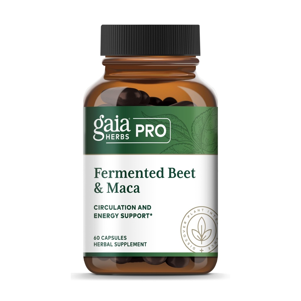 GAIA HERBS PRO Fermented Beet & Maca - Healthy Energy & Circulation Supplement Supplement * - Nerki Suplement zdrowia z burakami i marchewką Root - Wegan, Gluten- Free, Soy- Free - 60 Kapsułki (30 Servings)