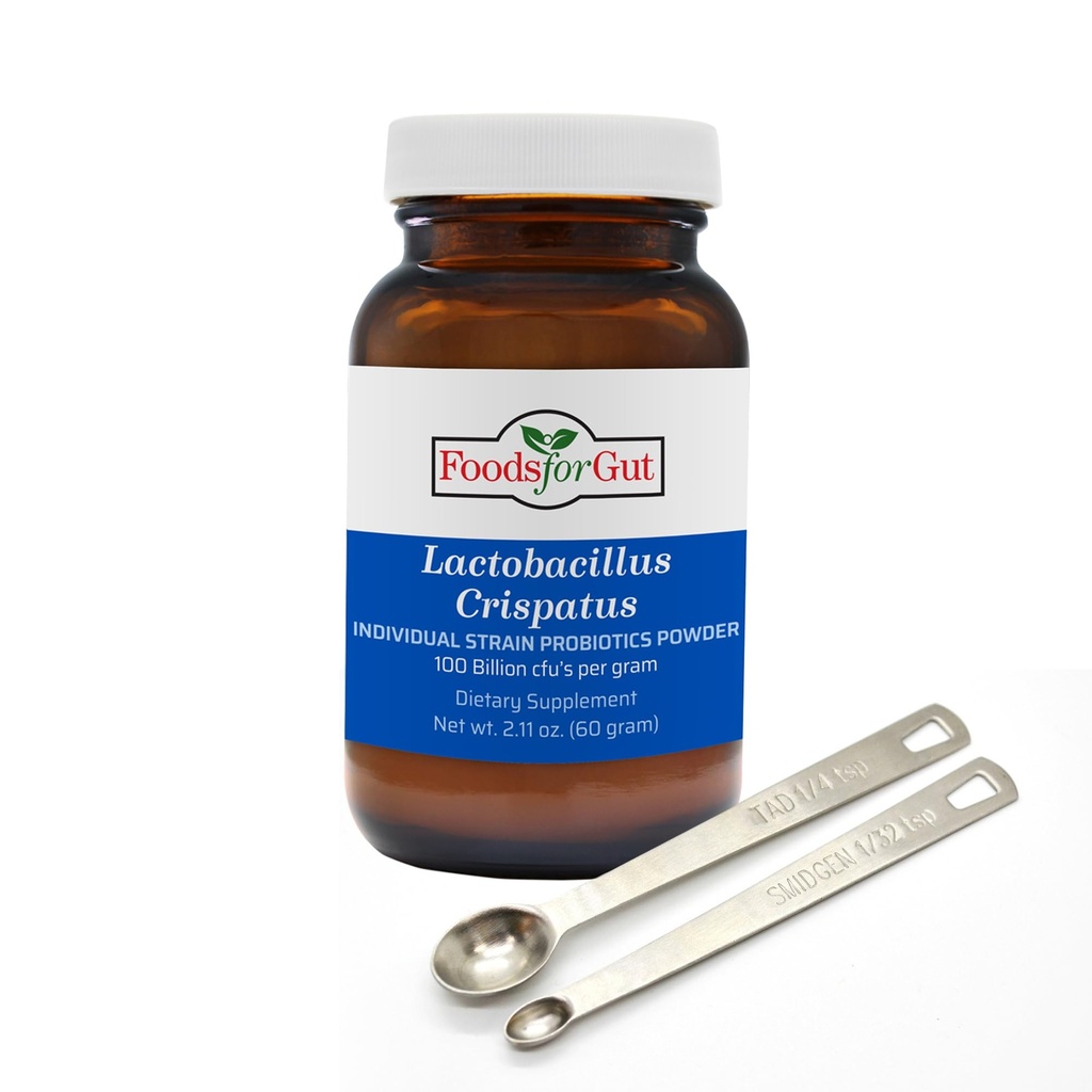Foods For Gut Lactobacillus Crispatus Probiotic Powder 100 Billion cfu's | No Additives | Digestive & Immune Support | High Potency | L. Crispatus | 60 Grams (2.11 Oz)