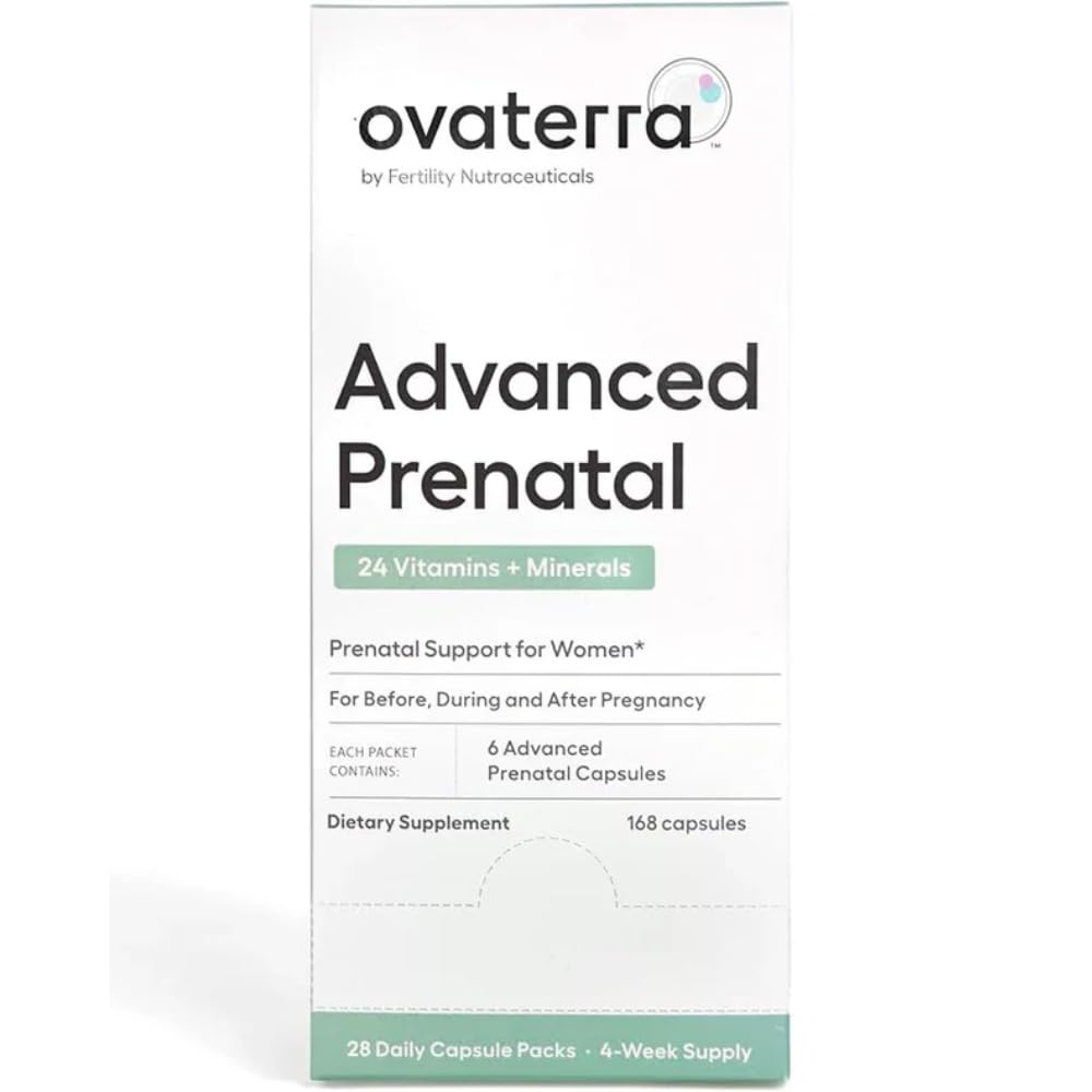 Ovaterra Zaawansowane Witaminy prenatalne dla kobiet z 550mg Cholina, Metylfolan, Żelazo chelatowane i 24 Składniki odżywcze 168 Kapsułki - 28 Day Supply