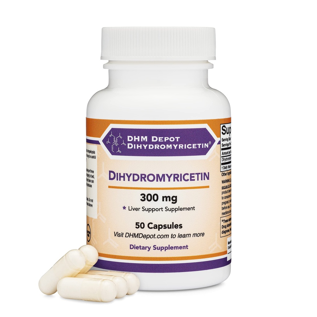 Dihydromyrycetyna (DHM) 50 Kapsułek, 300 mg, Suplement do Podtrzymania Wątroby (Tested Party) (DHM Depot) Nie GMO, Gluten Free (Liver Cleanse Detox & Naprawa) przez podwójne drewno
