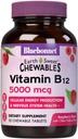 Bluebonnet Nutrition Earth Słodka witamina B12 5000 µg Tabletki do żucia, Soy- Free, Gluten- Free, Kosher Certified, Dairy- Free, Wegan, Malina Flavored, 30 Tabletki do żucia, 30 Służenia