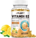 Witamina B2 Gummie Riboflavin 400mg Suplement dla dzieci i dorosłych - Glicynian magnezu, Cynk, CoQ10, Witamina B12 - Relief Migreny i Energia, Wsparcie układu nerwowego, Bezcukrowy Lemon Flavor, 60ct