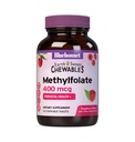 Bluebonnet EarthSweet Methylfolate 400 µg Celular Active Coense 5- MTHF L Methyl Folate Supplement - Prenatal & Energy Support * - Non-GMO, Vegan, Gluten- Free - Malina - 90 Tabletki do żucia