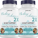 15 Day Cleanse 2X - Double Gut & Colon Support - Advanced Gut Cleanse Detox for Women & Men with Alfalfa, Cascara Sagrada, Probiotics & Psyllium Husk - Non-GMO - Made in USA - 60 Kapsułki (2 butelki)