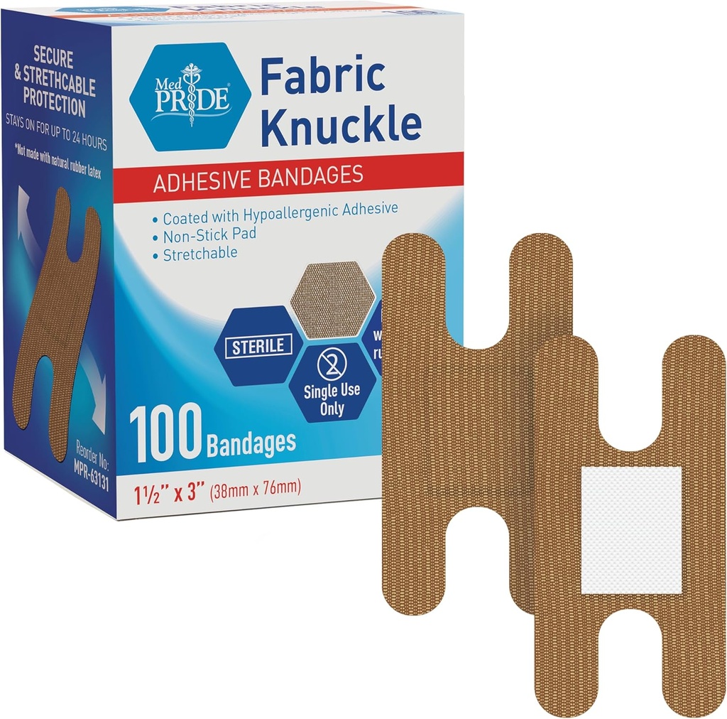 MED PRIDE 100 Sterylny materiał Fingertip, Finger, and Knuckle Bandages - Latex i Guma Wolna Hipoalergiczne, 1,5in X 3in