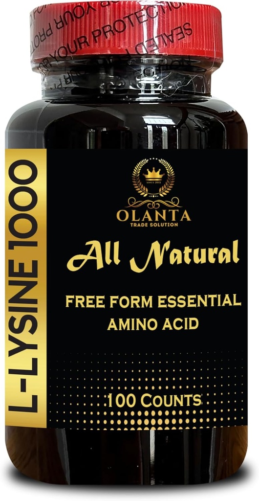 L- LYSINE 1000 mg Wolna postać Amino Acid Essential - Suplement Amino Acid Supports Energy Formation Supports Skin, Lip, Vegan, Gluten Free i Alkaline Balance - 1 butelka 100 Liczby