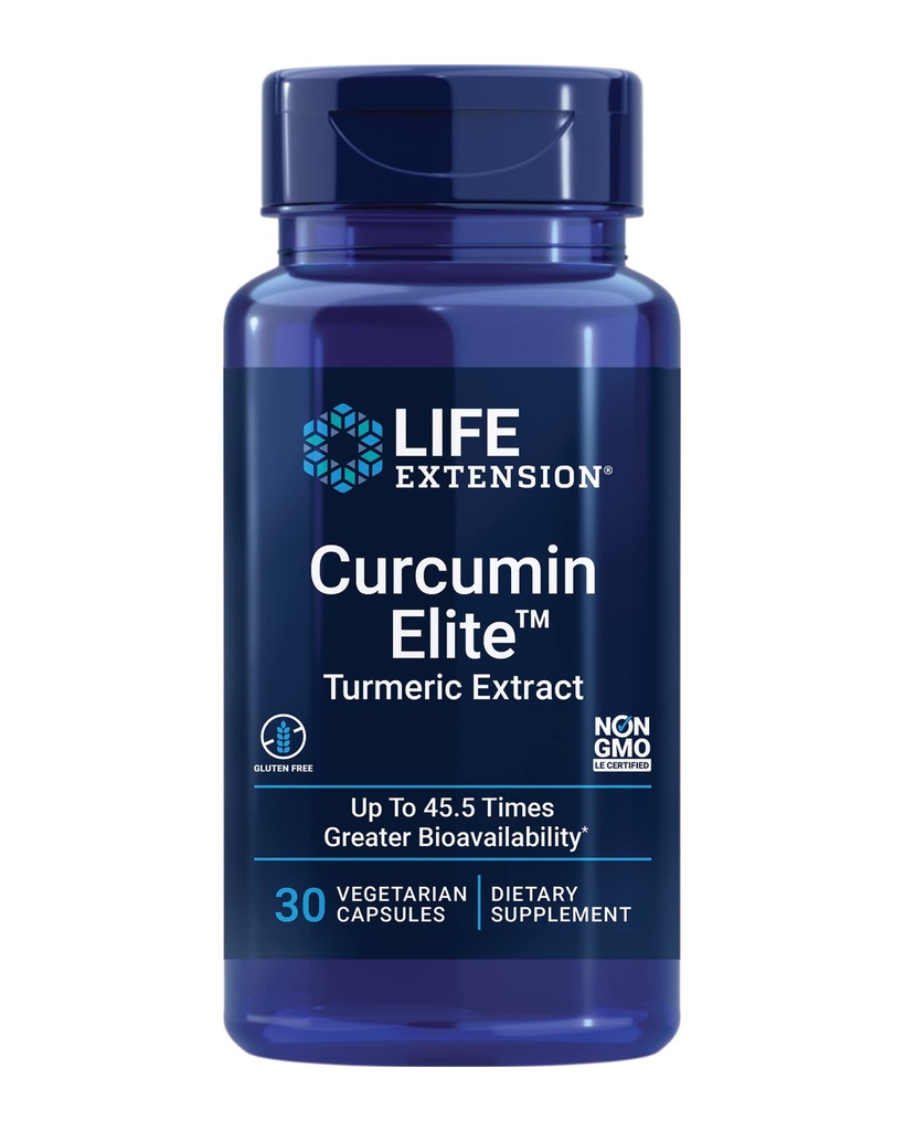 Life Extract Curcumin Elite ™ Turmeric Extract, 500 mg, kurkuminoidy, kurkuminoidy, kurkuminoidy, kozieradka pospolita, zapalenie zdrowia Wsparcie, Serce i immunologiczne, Gluten- Free, Non-GMO, wegetariańskie, 30 kapsułki