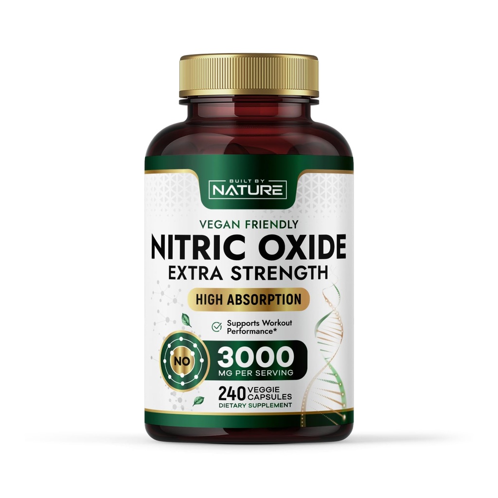 Wybudowany przez Natural Nitric Supplement 3000mg z L- Arginina i L- Citrulina - 240 kapsułki