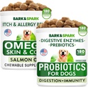 Psy Probiotyki Chews + Omega 3 dla psów Bundle - Gaz, Biegunka, Zaparcia, Upset Stomach Relief + Alergia i Itch Relief - Enzymy trawienne + Prebiotyki + Omega 3 - Wsparcie skóry i płaszcza