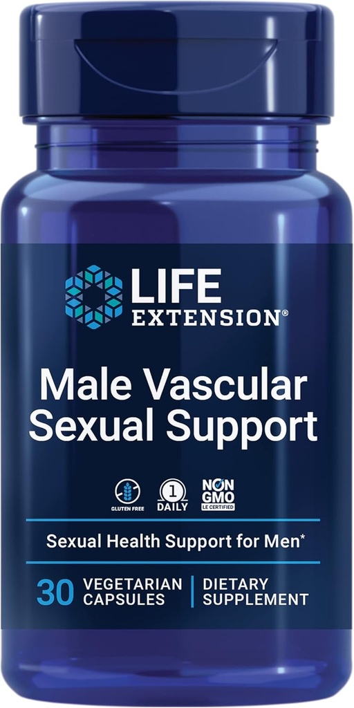 Life Extension Mężczyzna naczyniowe Wsparcie seksualne, Czarny Ginger, Kaempferia parviflora, Mężczyzna Zdrowie seksualne, Funkcja seksualna, Gluten- Free, Non-GMO, 1 -Daily, 30 Kapsułki wegetariańskie
