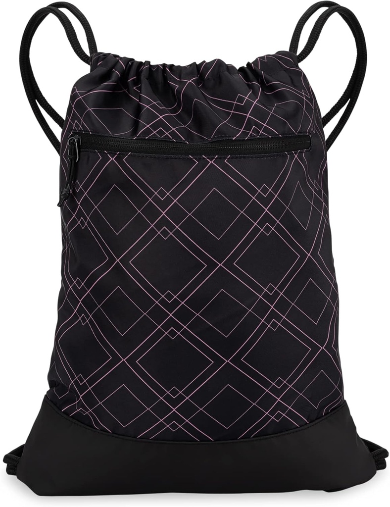 Torba siłownia Drawstring dla kobiet 124; Trwały lekki siłownia Cinch Plecak z graficznych wzorów 124; Wielki dla siłowni i sportu 124; Czarny / Róża - Geometria