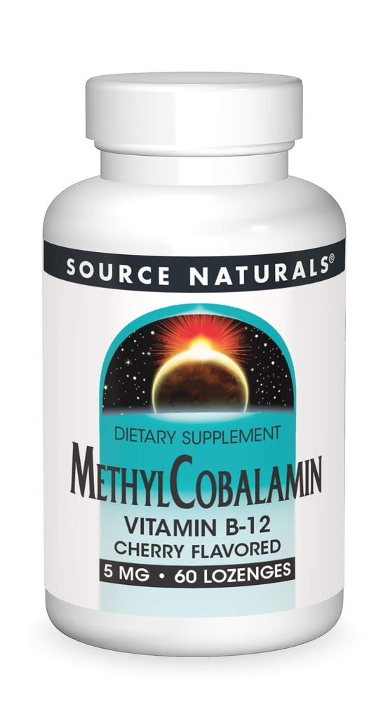 Źródło Naturals Methylcobalamina Witamina B- 12 5 mg Cherry Flavored - 60 Lozenges