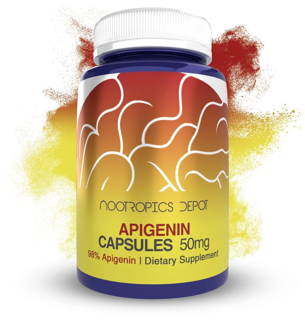 Nootropics Depot Apigenin Kapsułki 124; 50mg 124; 180 Hrabia 124; > 98% Apigenin 124; Wsparcie Relaks, Joint Health i NAD + Poziomy