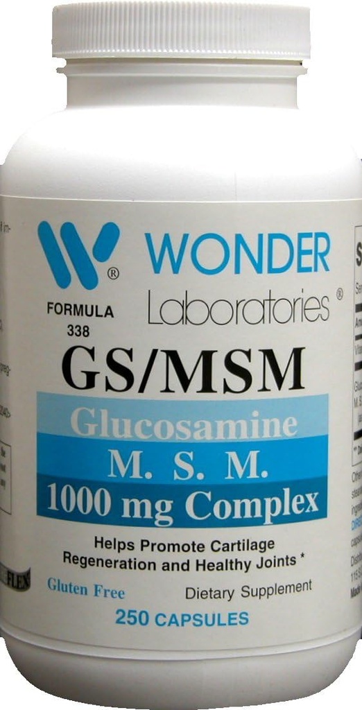 Wonder Labs Glukozamina / MSM, Pomaga promować regenerację chrząstki i zdrowe połączenia - 250 kapsułek