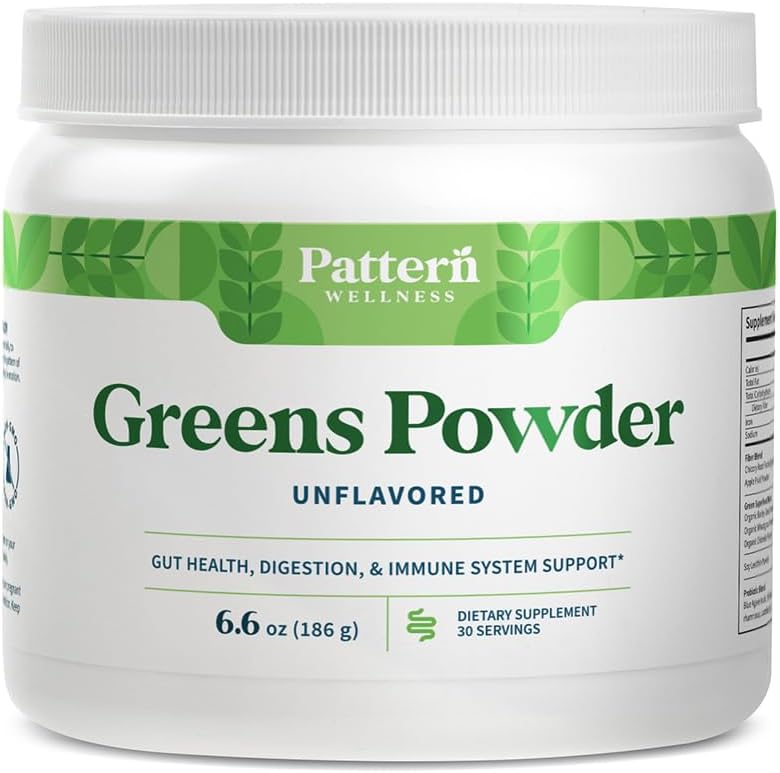 Wzór Wellness Zielony Proszek Superfood - z przeciwutleniaczem, Enzym spożywczy, włókno, Probiotyczne i Adaptogen Mieszanki - Pomaga Gut, Digestive & Immune Health - 30 Służenie - 6.6 oz (Unflavored)