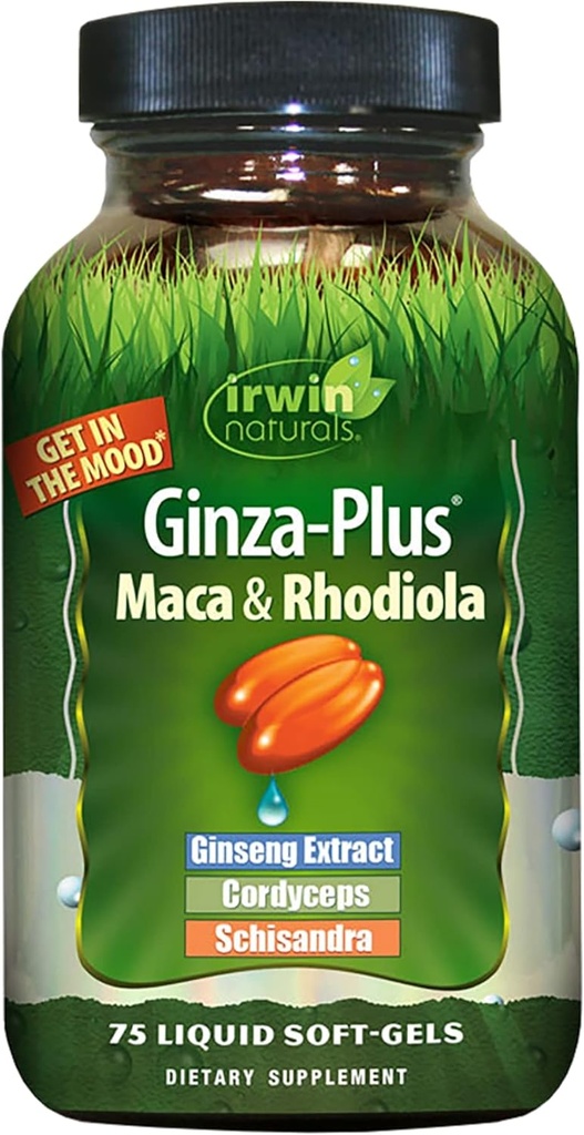 Irwin Naturals Ginza Plus Endurance, Energia, Balance Dietetyczny Suplement Płynne Czapki żelowe, 75- Liczenie butelek