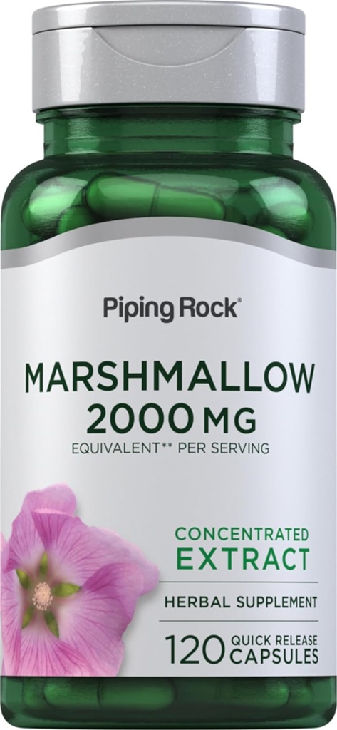 Piping Rock Marshmallow Suplement korzeniowy Bis124; 2000mg 124; 120 Kapsułki 124; Herbal skoncentrowany ekstrakt 124; Non- GMO, Gluten Free