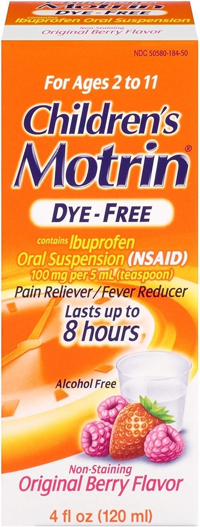 Motrin Dzieci DyeFree Pain Reliever and Fever Reducer, 4 Fluid Ounce (5 opakowań)