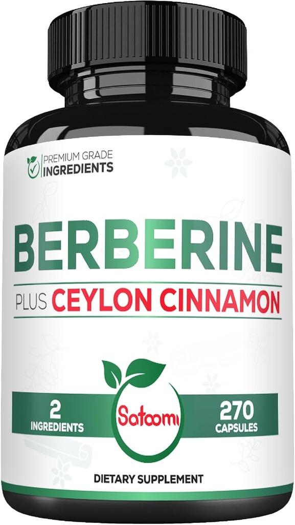 Berberyna z Ceylon Cynamon Suplement - 1500mg Dodatkowa Siła dla układu immunologicznego, Zdrowie trawienne, Zarządzanie ciałem i produkcja energii - 270 Kapsułki - Bez glutenu, Non-GMO