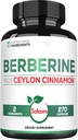 Berberyna z Ceylon Cynamon Suplement - 1500mg Dodatkowa Siła dla układu immunologicznego, Zdrowie trawienne, Zarządzanie ciałem i produkcja energii - 270 Kapsułki - Bez glutenu, Non-GMO