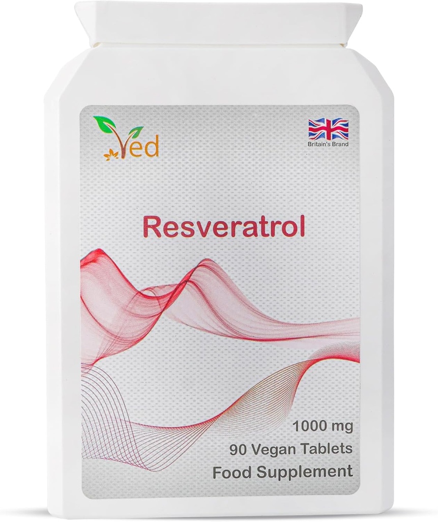 Ved RESVERATROL 1000 mg 90 Tablet, Silne przeciwutleniacze &, Promotes Anti- Aging, Wsparcie sercowo-naczyniowe, 90 Day Supply per Bottle.