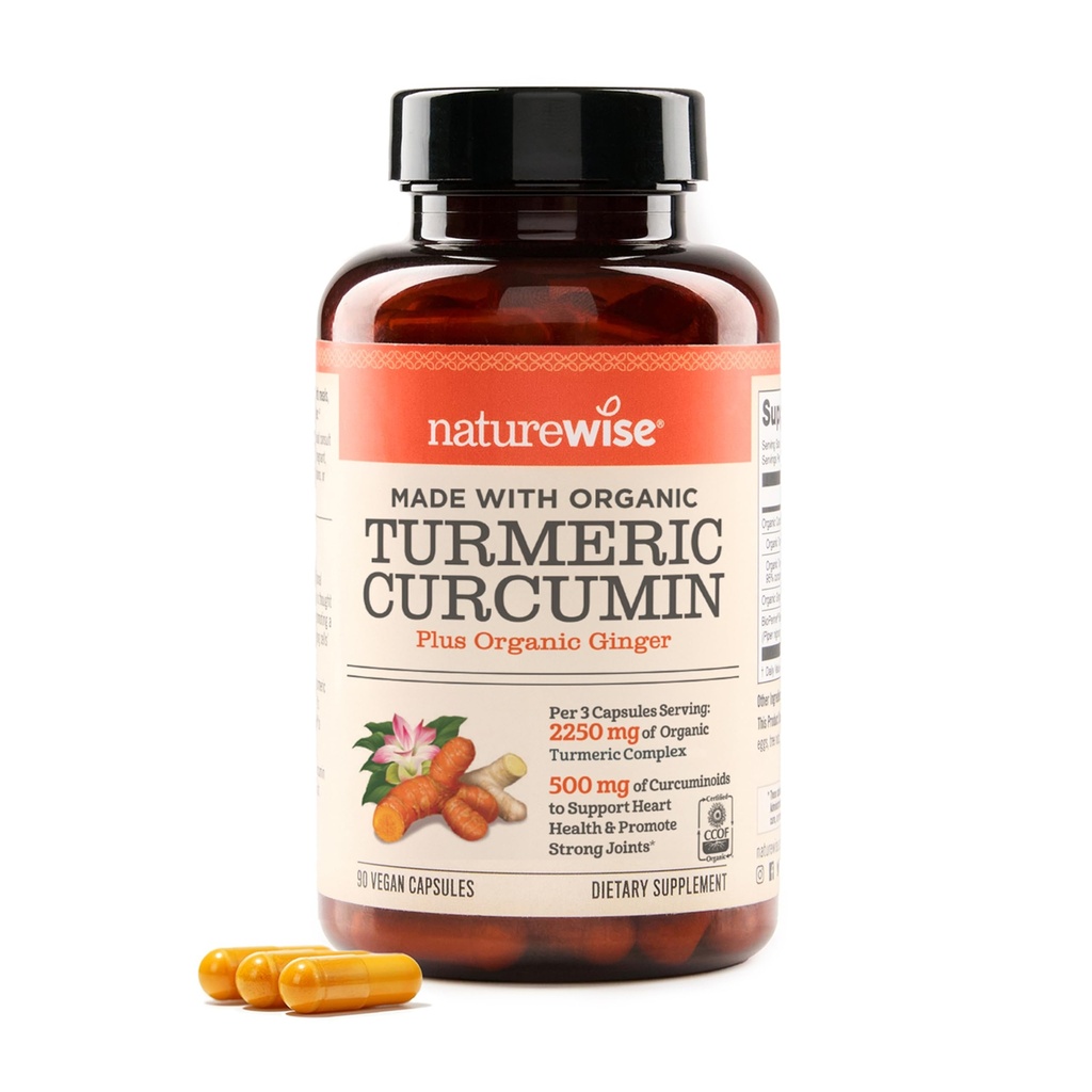 NatureWise Curcumin Turmeric 2250mg - 95% Curcuminoids & BioPerine Black Pepper Extract for Advanced Absorption - Daily Joint and Immune Health Support - Vegan, Non-GMO, 90 Count [30- Day Supply]