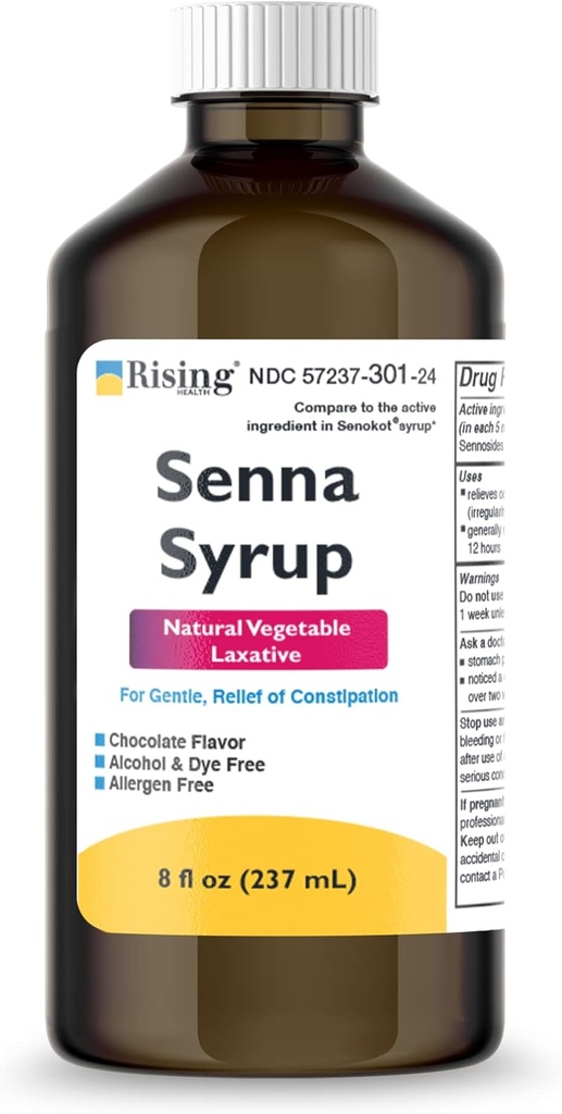 Rosnące zdrowie Naturalne roślinne Laxative - Senna Sennosides Syrop 8,8 mg / 5 ml - Zaparcia Relief - Czekoladowy Flavor - W porównaniu do Senokot ® Syrop