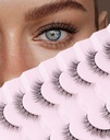 Wszystkie naturalne rzęsy Wispy Lashs Natural Look False Eyelashes Natural Flared Eyelashes False Eye Lashs Soft Fluffy Lashs 7 Pary D1 Natural (6- 13MM)