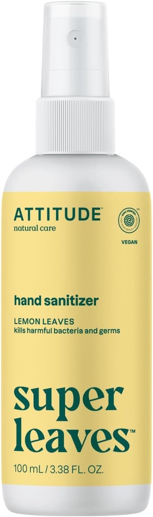 ATENY DE Sterylizator rąk Spray, EWG Zweryfikowane, Zabija Zarazki i Bakterie, Wegan & Plant- based, Sejf dla dorosłych i dzieci, Lemon Leaves Scent, 3.38 Fl Oz (Spray Bottle)