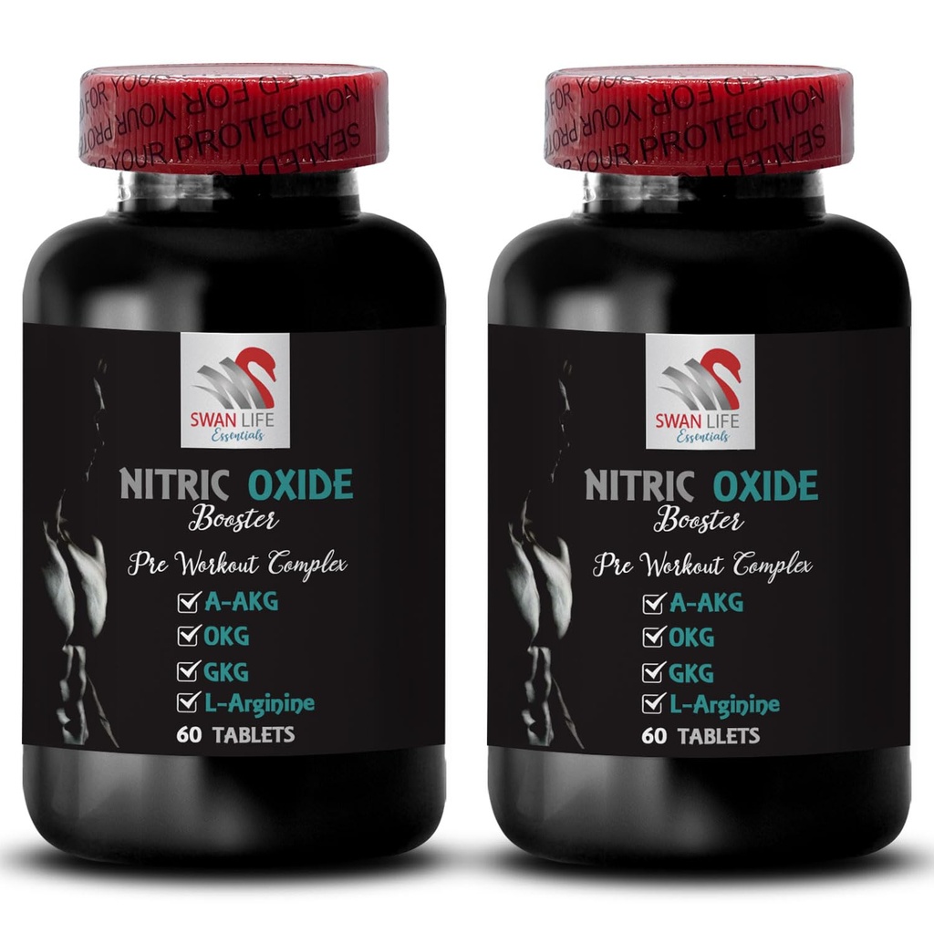 Codziennie suplement - NITRIC OXIDE BOOSTER - Suplementy tlenku azotu dla mężczyzn, Dodatek do ćwiczeń, Zwiększenie wydajności, Power Focus, Wzór Stamina, Endurance Booster, Wzmocnienie mięśni 2 Butelka 120 Tabs