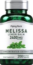 Piping Rock Lemon Balm Kapsułki 2400mg Bis 124; 200 Hrabia 124; Lemon Balm Extract 124; Melissa Herbal Supplement Bis 124; Gluten Free, Non-GMO