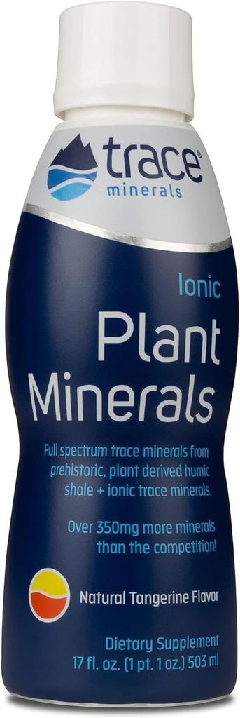 Trace Minerals | Liqiud Ionic Plant Minerals | Dietary Supplement | Certified Vegan, Non GMO, Gluten Free, BPA Free, Third Party Tested | Tangerine | 17 Fl Oz