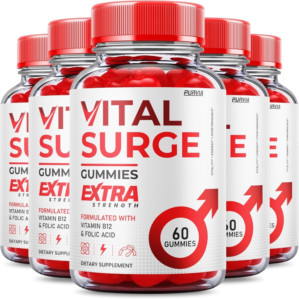 (5 pack) Vital Surge Gummies - Oficjalna formuła - Maksymalna siła Vital Surge Gummies, Vitalsurge witaminy suplement Gummies Advanced Wellness Support, Vital Surge Gummies Made in USA (300 Gummies)