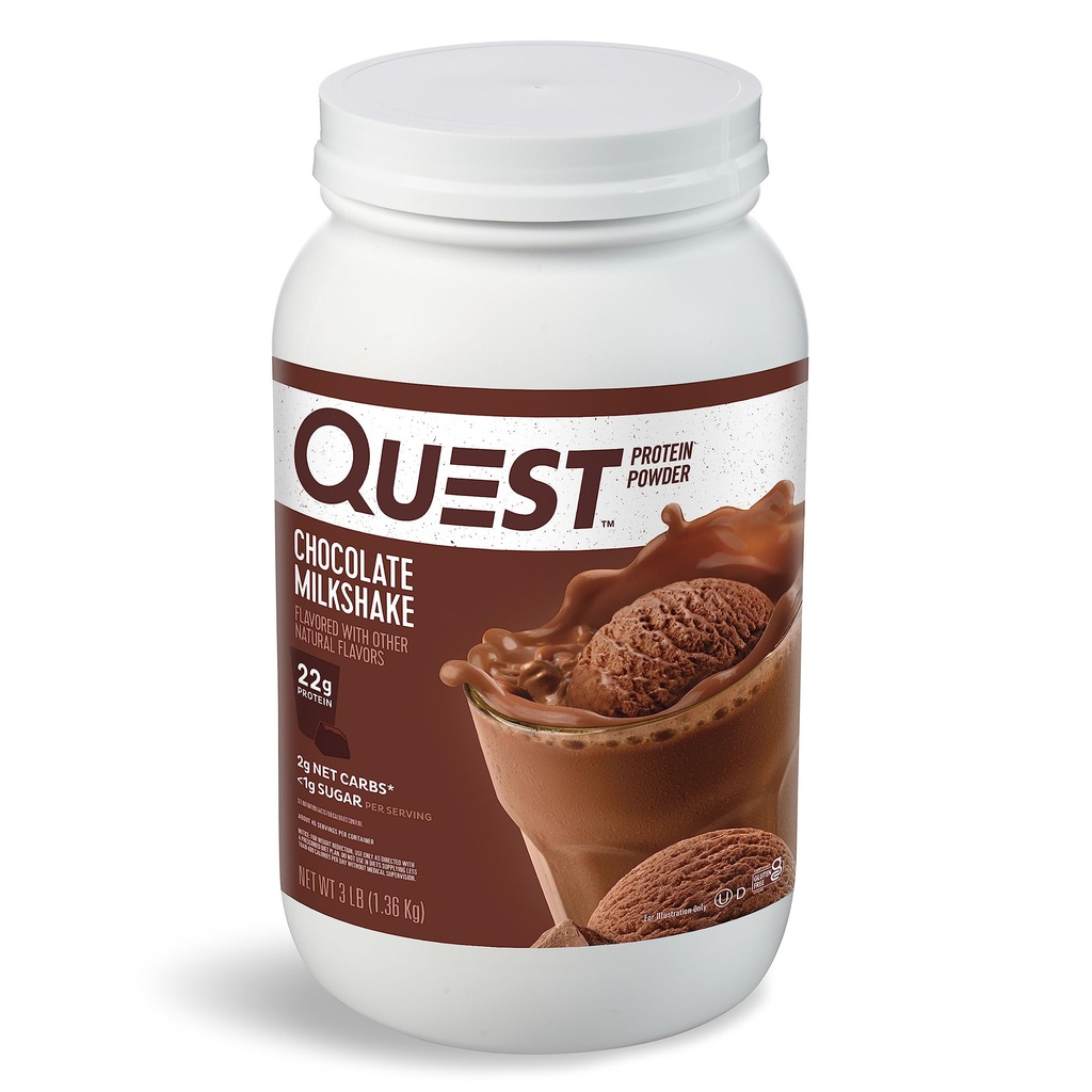 Quest Nutrition Czekoladowy Milkshake Protein Powder, 22g Protein, 1 g Sugar, Niskie węglowodany, Gluten Free, 3 Funt, 43 Służenie