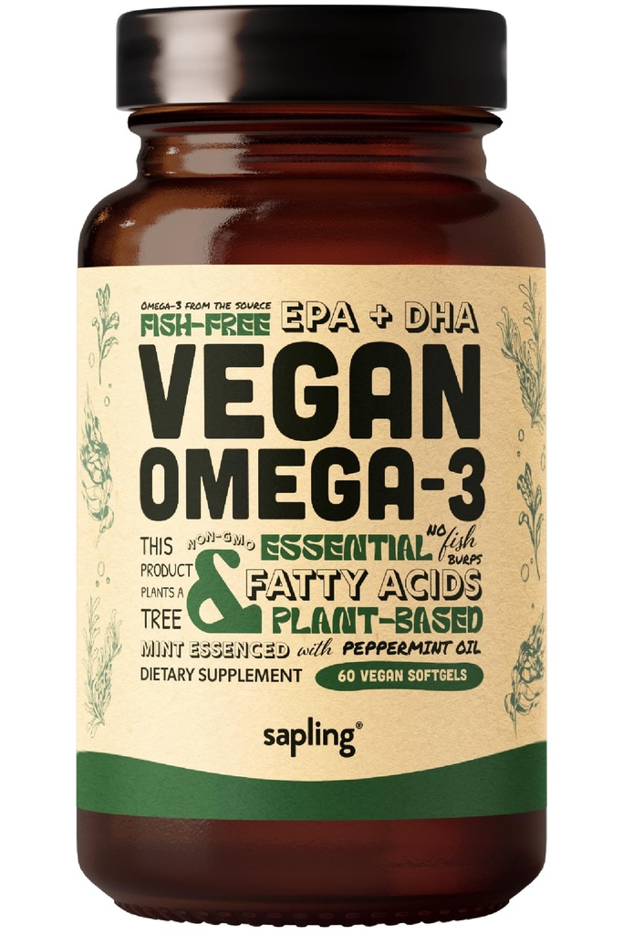 Vegan Omega 3 Suplement - Roślina na bazie DHA & EPA Kwasy tłuszczowe - Carrageenan Free, Alternatywa dla oleju rybnego, Wspomaga serce, Mózg, Joint Health - Zrównoważone Algae Sourced - 60 Softgels