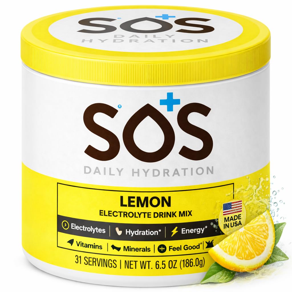 SOS Hydration Electrolyte proszek napój Mix 124; luzem 31 Służenie 124; - Niski cukier 124; 15 Calorie Keto- Friendly & Szybkie nawodnienie 124; Lemon Flavor