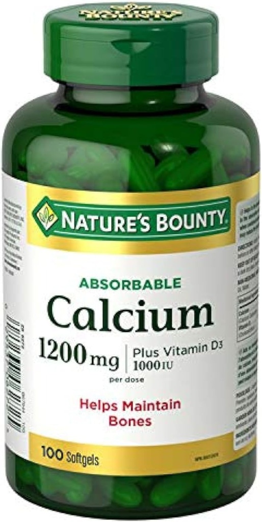 Nature's Bounty Absorbable Calcium 1200mg plus Vitamin D3 1000IU 100 count