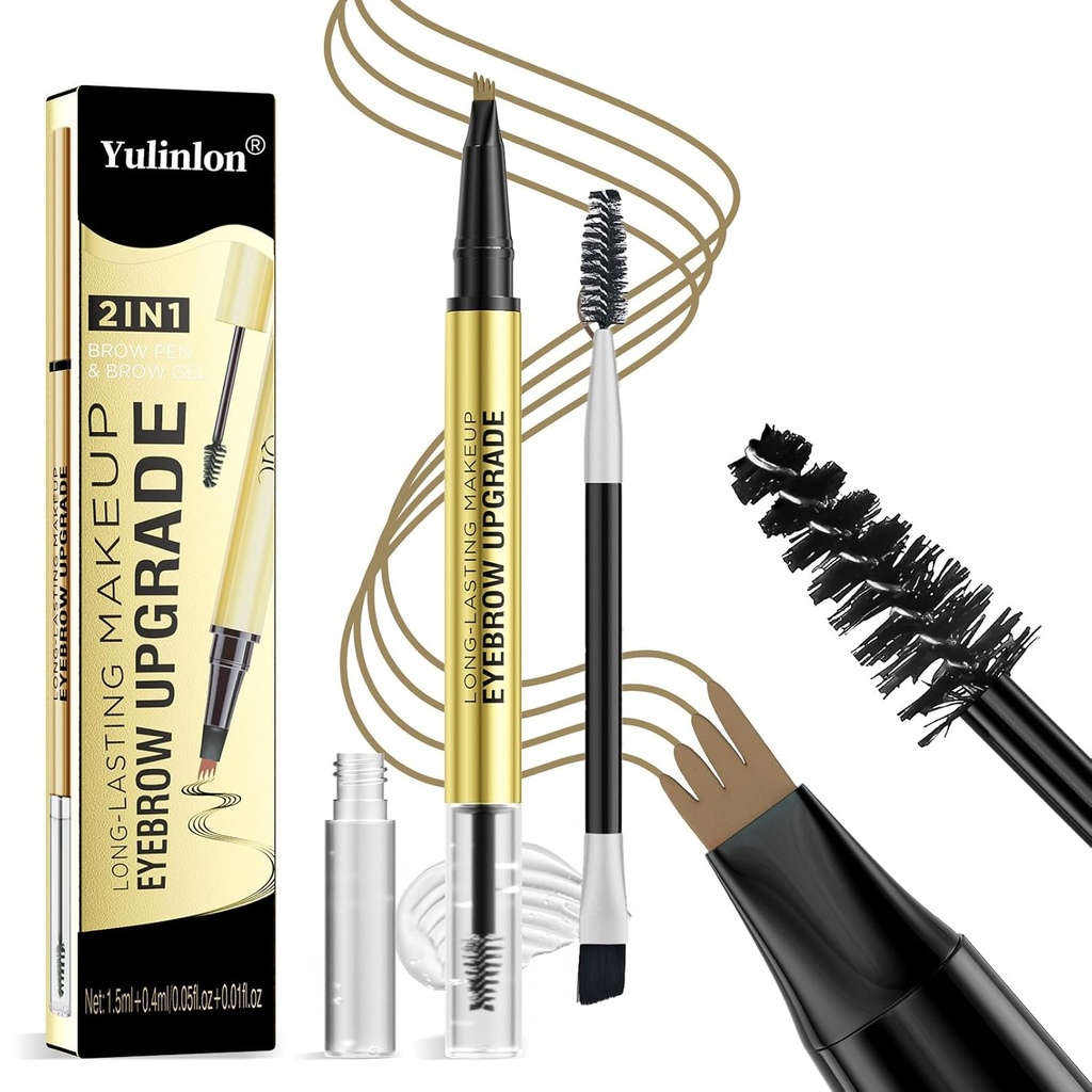 2 w 1 Długotrwały Pencil Eyebrow and Brow Up- Grade Gel, Light Brown i Brown Shades (3 # Dark Brown)