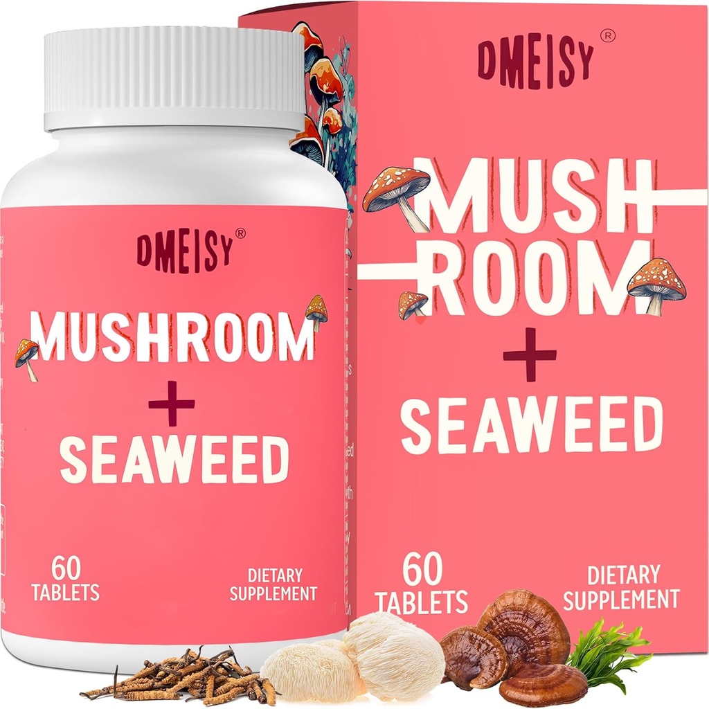 Podjęzykowy Mushroom Complex, 18- in-1 Mushroom Supplement, Lions Mane, Reishi, Turcja Ogon & Więcej - Suplementy mózgu do pamięci i skupienia, Suplementy pamięci, Energia, Nastrój, Immunitet, 60 Tabletki