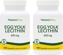 NaturesPlus Egg Yolk Lecytyna - 600 mg, 180 Kapsułek - Opakowanie 2 - Soi Free, Gluten Free - 180 Razem Sługi