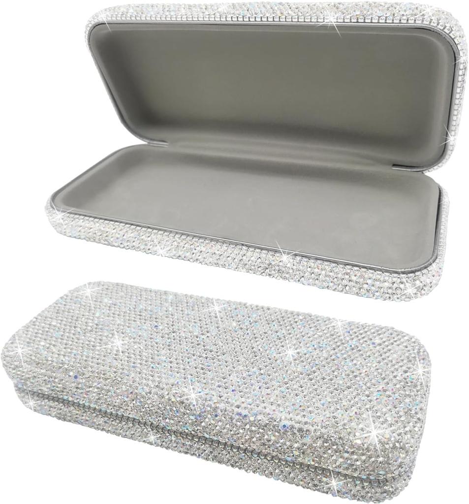 Bling Okulary przeciwsłoneczne Case, Shiny Diamond Okulary twarde Case Cute Okulary Case, Rhinestone Okulary dla kobiet