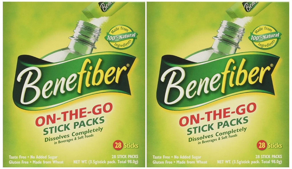 Benefiber Stick Pack Fiber Supplement, smak wolny, rozpuszcza całkowicie 28- 4g (0,14oz) 2PACK TOTAL 56 STICKS